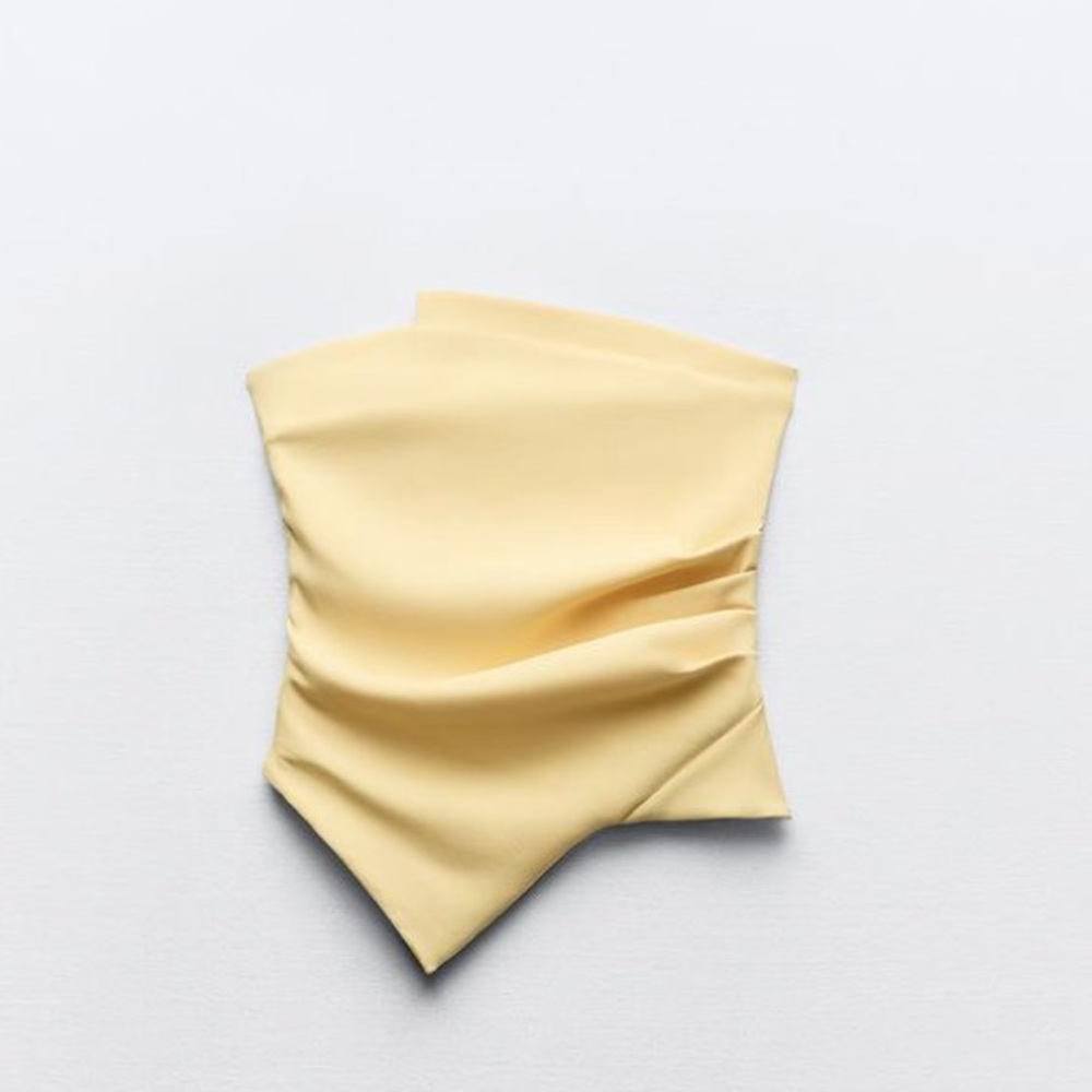 Zara Strapless Ruched Top Yellow